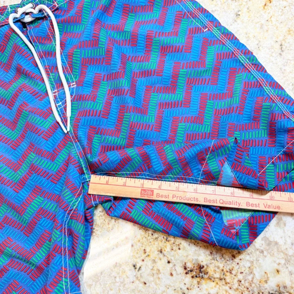 Trunks Surf Swim Co Mens Large Blue Geometric Swim Trunks Mesh Lined Beach